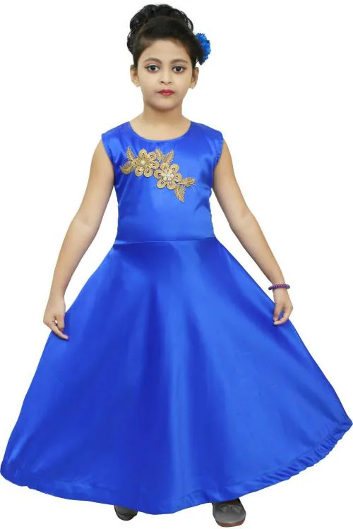Buy Carrydreams Girls Dark Blue Satin Dress Online at Best Prices in ...