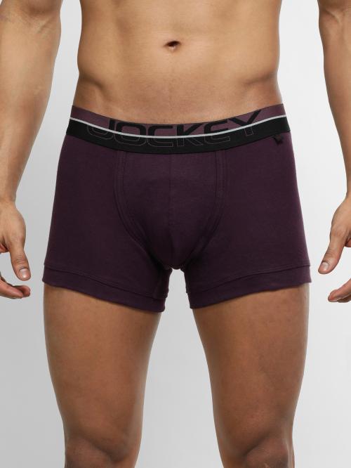 Jockey Men's Plum Perfect Solid Cotton Trunks