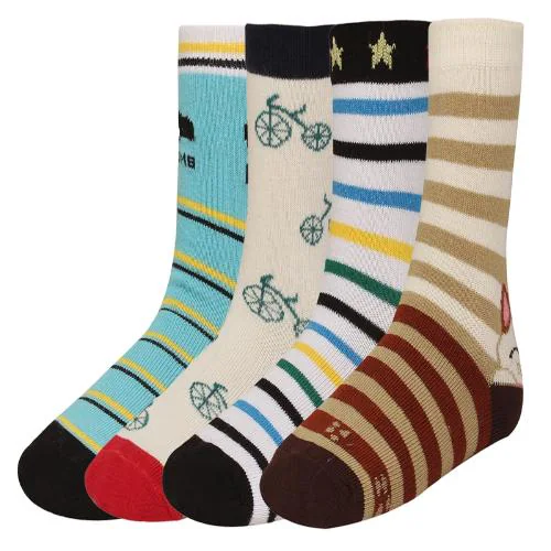 CREATURE Girls And Boys Printed Multicolored Cotton Socks CRE-KIDS-P4-113