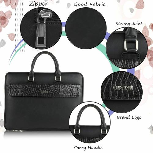 15.6 Vegan Leather Expandable Laptop Briefcase Business Messenger Bag Office Laptop Bag 