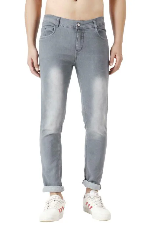 Buy EditLook Men's Grey Wash Blended Denim Slim Fit Jeans Online at