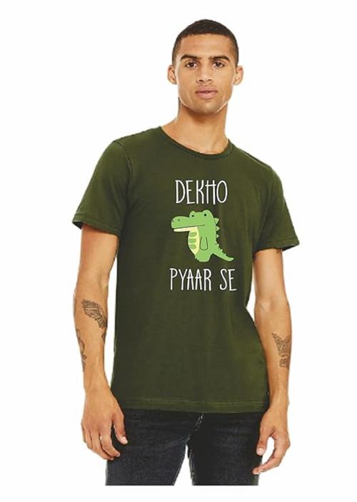 Just Teesing Loving Glance Premium Men's Cotton T-Shirt - Stylish Graphic Design, Comfort Fit - Quality Tee for Work & Casual Wear (Olive Green _ X-Large)