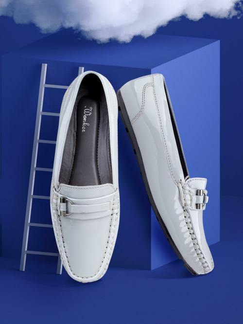 Mr. Wonker Grey Deziner Plain Poxxy Loafers for Women