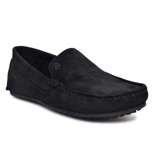 Paul Oliver Mens 100 Percent Pure Leather Casual Slip-On Loafers (Black), size 6 UK