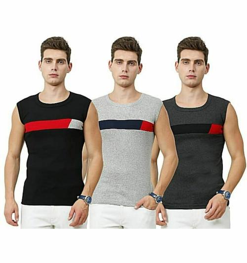 Metro Stitch Men Multicolor Solid Pack Of 3 Vest (Xl)