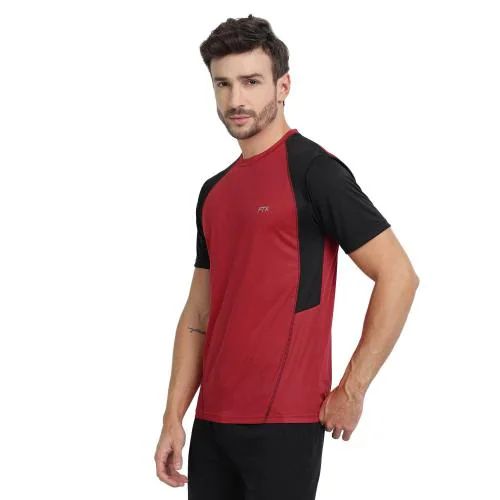 FTX Drifit Mens Cut & Sew Round Neck Sleeveless Red Sports Tshirt