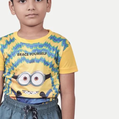 Rad Prix Boys Yellow Minion Printed T-shirt
