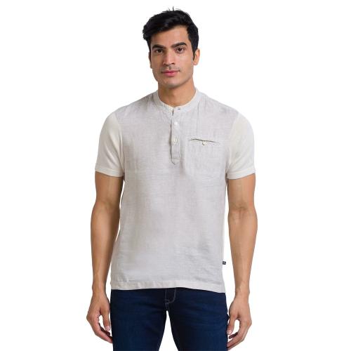 Parx Men Regular Fit Linen Henley T-shirt