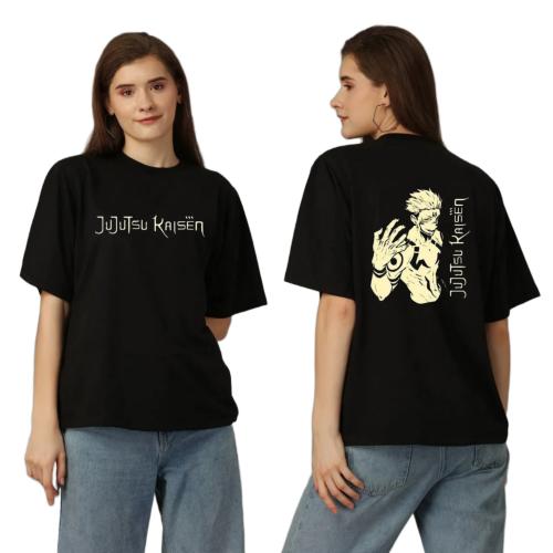 Anime t Shirt for Men and Women Oversized Jujutsu Gojo T-Shirts Round Neck gojo satoru Tshirt Black Half Sleeves Pure Cotton