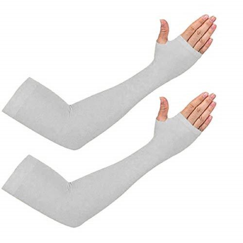 PURSUE FASHION Unisex Full Arm Fingerless Sleeves Gloves, Dust, Summer, UV Sun Protection Cooling Arm Sleeves for Men & Women, Protection Cooling, Bikers Protective Arm Sleeves (1 Pairs, Grey)