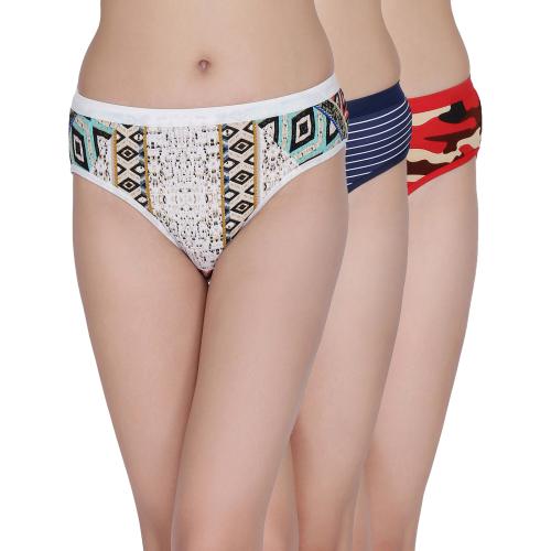 Fashiol Women's Self Multicolor Design Print Cotton Panties Pack of 3 Size (XL)