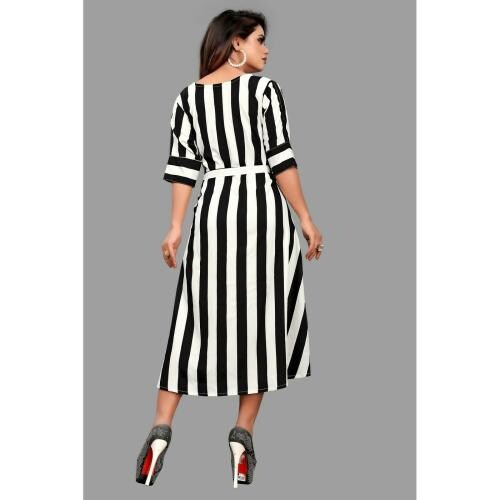 DHYANI ENTERPRISE Women A-line Black, White Dress