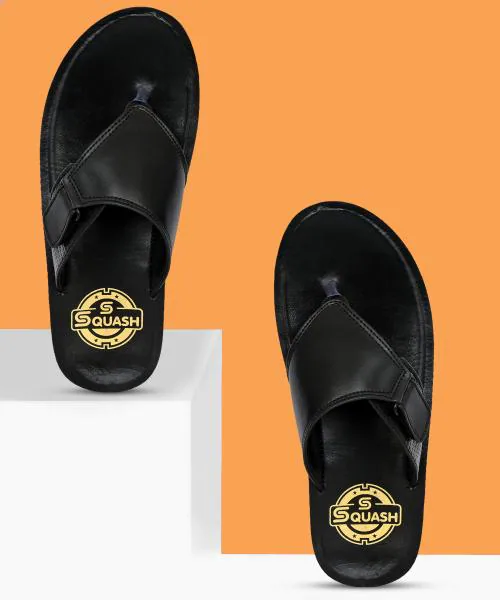 SQUASH EXTRA COMFORT CASUAL BLACK SLIPPERS FLIPFLOPS