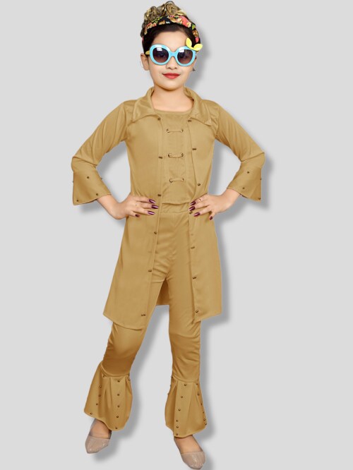 Vivek Girls Brown Party Wear Festive Shrug Sets
