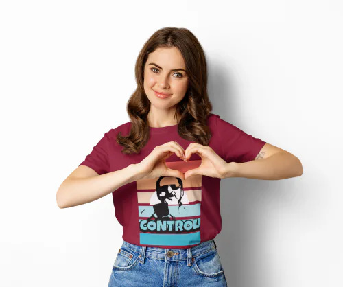 Broke Memers Graphic Printed Women's Cotton Half Sleeve T-Shirts For Women ( Color : Maroon, Size : L )