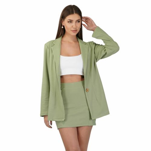 Buy CHERI Womens Full Sleeve Casual Knitted Blazer Green Online at Best