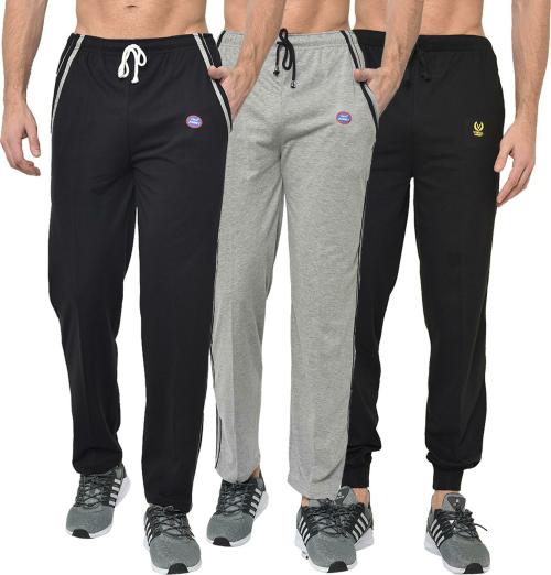 Buy Vimal Jonney Men Multicolor Solid Cotton Blend Track Pants (Pack of