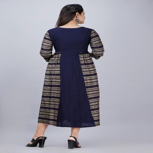 Anarkali Dress for Women | Rayon Printed Rajasthani Ethnic Designer Wear Kurtis for Girls | Readymade Stylish Long Anarkali Kurta for Women (Color-Gold,Size 