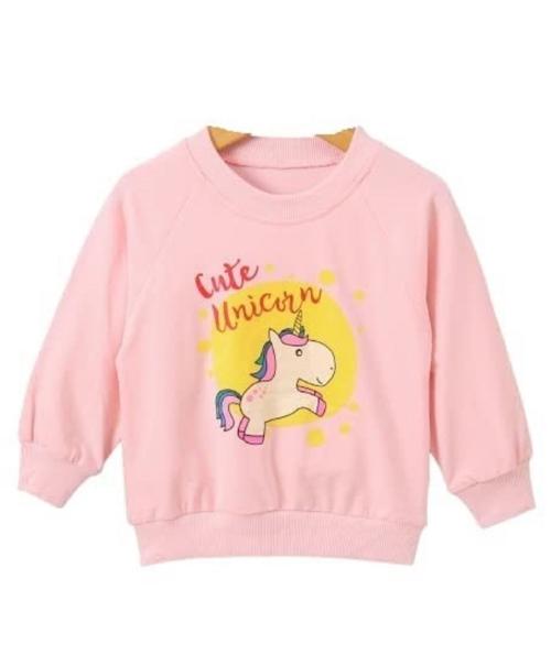 Kidofash Printed Regular Fit Pure Cotton Boys & Girls Comfortable Full Sleeves T Shirt (Pink)