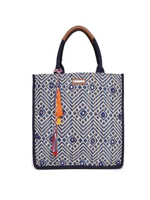 ASTRID Box Tote Bag: Dual Compartment Handbag for Stylish Women in Blue Colour