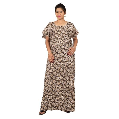 OSF Printed Cotton Nighty for Ladies Nightwear Sleepwear Night Gown for Womens ( Pack of 1, Green, Size: 2XL, NW0303_2XL_G)