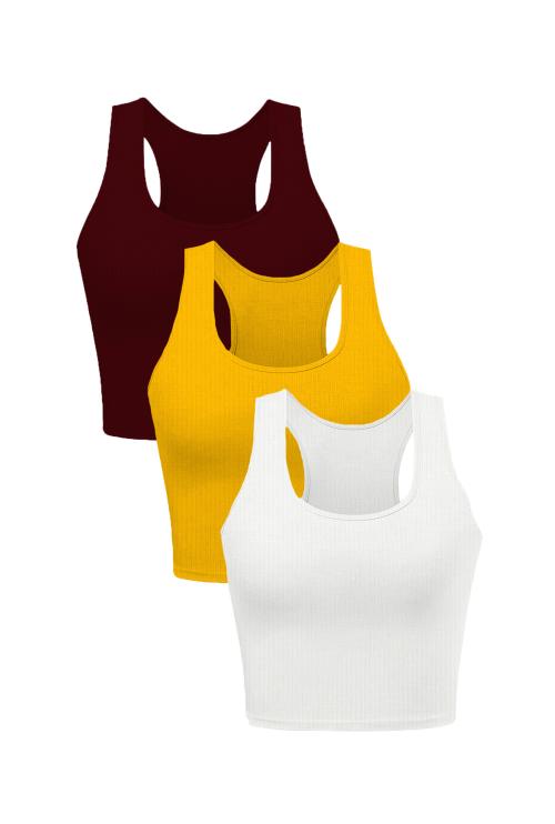 THE BLAZZE 1004 P3 Women's Basic Round Neck Sleeveless Crop Top for Women