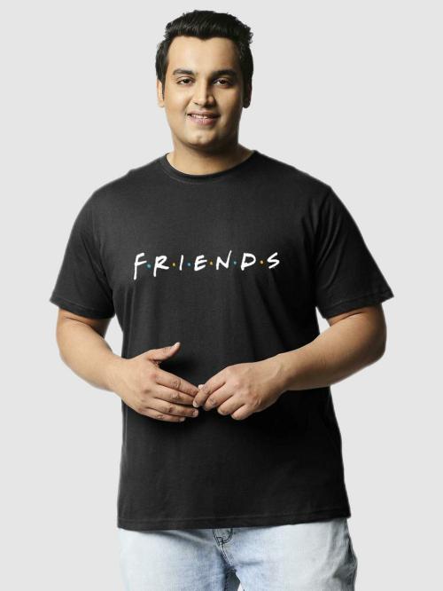 Bewakoof Men Logo Black Short Sleeve Round Neck T-shirt