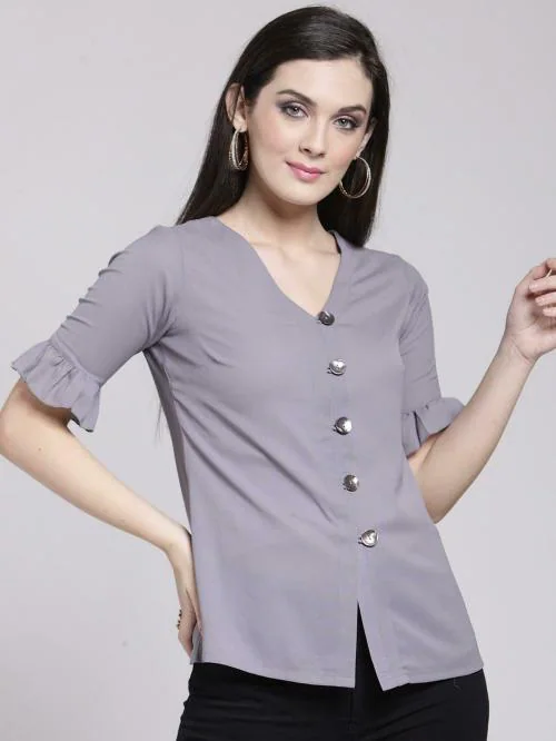 plusS Women Grey Solid Top