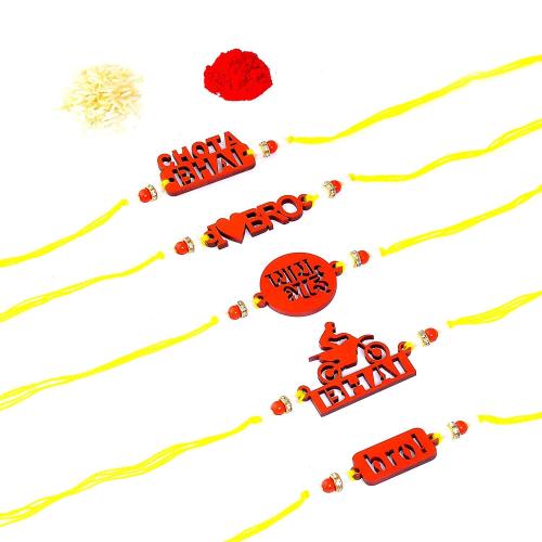 Willson Wood Rakhi With Roli Chawal Red (Boys)