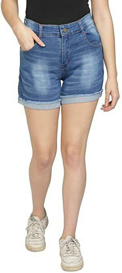 KEX Solid Women Denim Blue Denim Shorts
