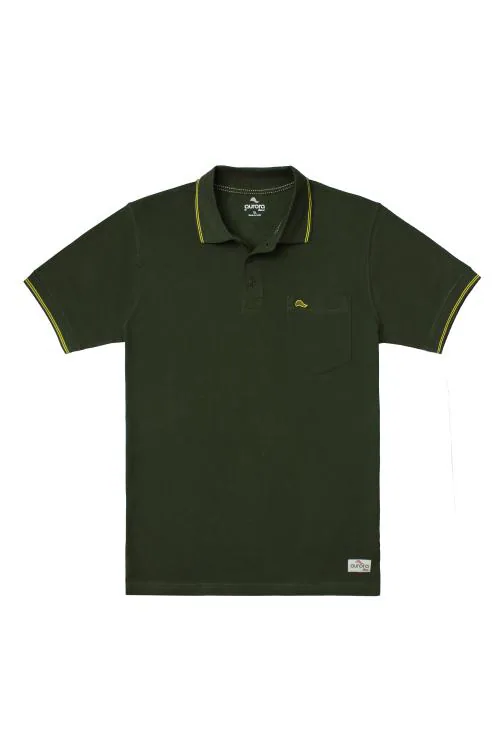 Aurora Shine Men's Dark Green Polo T-Shirt With Pocket Style T-Shirt