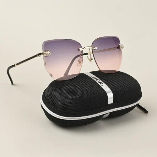 Idor UV Protection Hexagonal Premium Metal Sunglasses for Women & Girls | 5272-GRDPNK