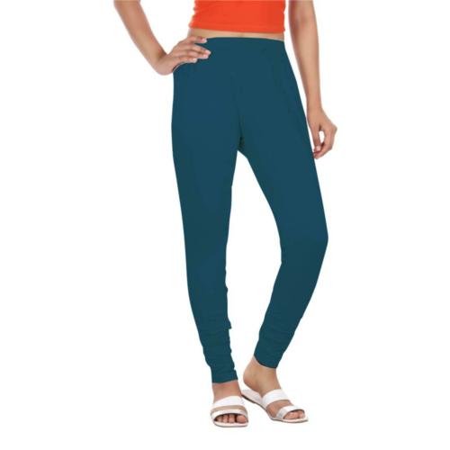 HIRSHITA Women Peacock Blue Solid 100% Cotton Leggings (XXL)