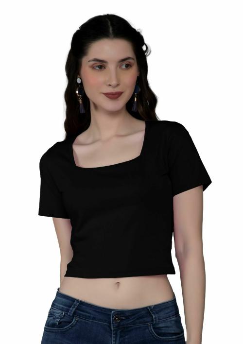 AD2CART VA4120 Women Wide Boat Drop Sholder Neck Half Sleeve Crop Top For Women