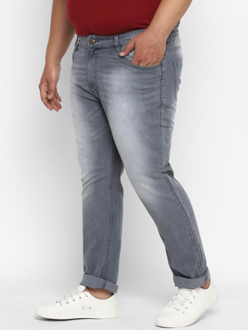 Urbano Plus Men's Grey Regular Fit Denim Jeans Stretchable