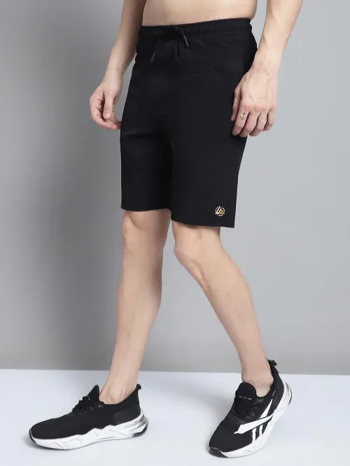 Well Quality Men's Grey Polyester Knee Length Shorts(Black)