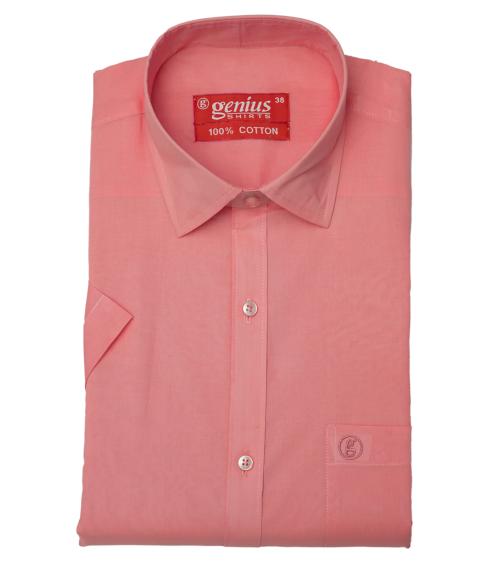 Genius Shirts 100% Cotton Solid Formal Half Sleeve Shirt for Men (38, Peach)