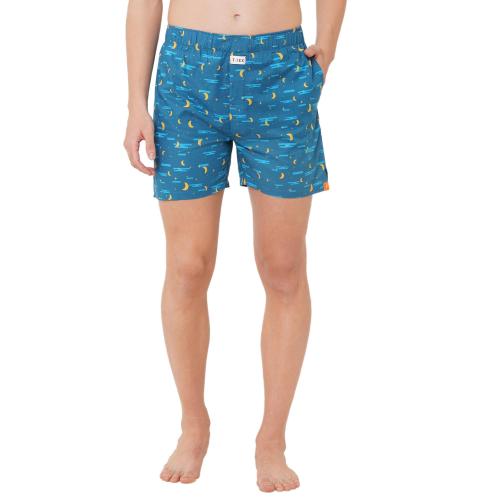 Evolove T-Rex Men Blue Printed Cotton Boxers