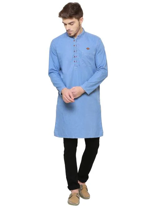 Kuons Avenue Icewash Men's Denim Long Kurta