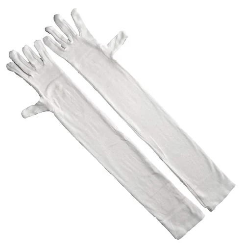 Cotson Unisex Cotton Full Hand Gloves (1 Pair) (White)