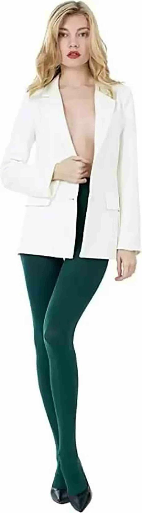 ogimi - ohh Give me Sheer Pantyhose/Stockings Women & Girl's Full Length High Waisted Pantyhose Stockings Free Size (Forest Green)