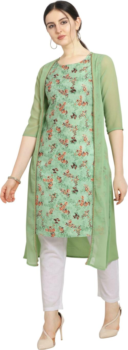 Stree Mantra Women Multicolor Printed Poly Crepe Single A-Line Kurta (XL)