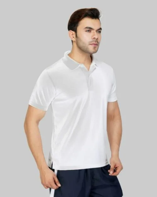 VECTOR X Men White Solid Polyester Polo Neck T-shirt