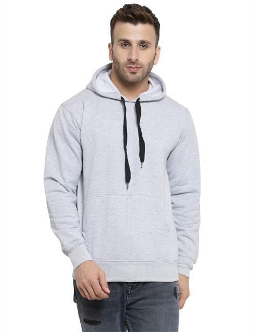 Novopool Unisex Cotton Blended Sweatshirt Full sleeve Hooded Fleece Pullover Grey - M