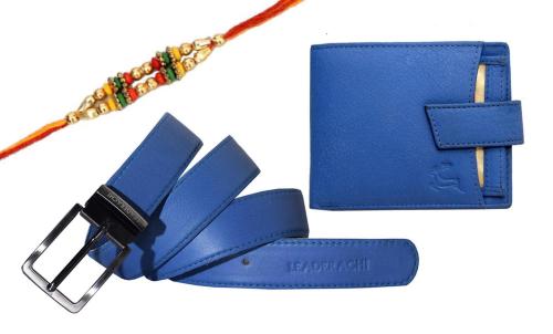 Leaderachi Men Leather Blue Wallet (Rakhi-7001Bl)