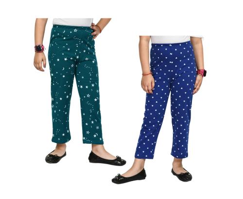 IndiWeaves Girls Printed Cotton Regular Fit Pyjamas Lower (Pack of 2)