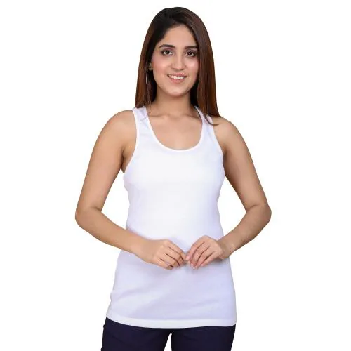 Ornir 100% Cotton White Racerback Tank top for Women