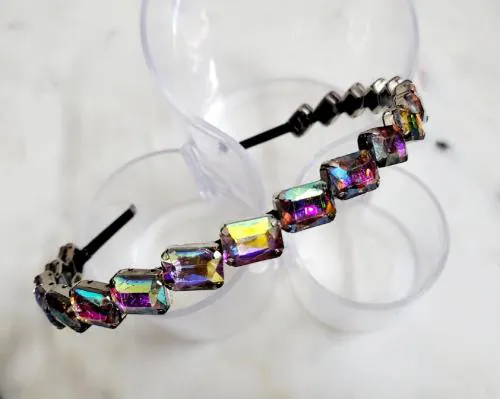 Deepti Chandna Designs Elegant & Exclusive Handcrafted Chain Hairbands/Headbands Rainbow Thick Rectangular Stone