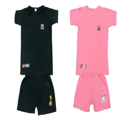 Navmavkidswear Half Sleeve T Shirt And Shorts And Pant Baby Girls & Boys Top & Bottom Set 2
