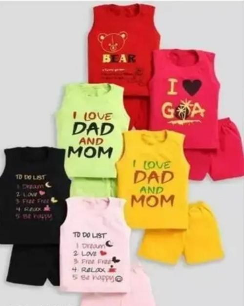 SULIT Baby Boys & Girls Dress Cott`on Blend Unisex Sleeveless T-shirts and Shorts Pant, Multicolor-Set 3